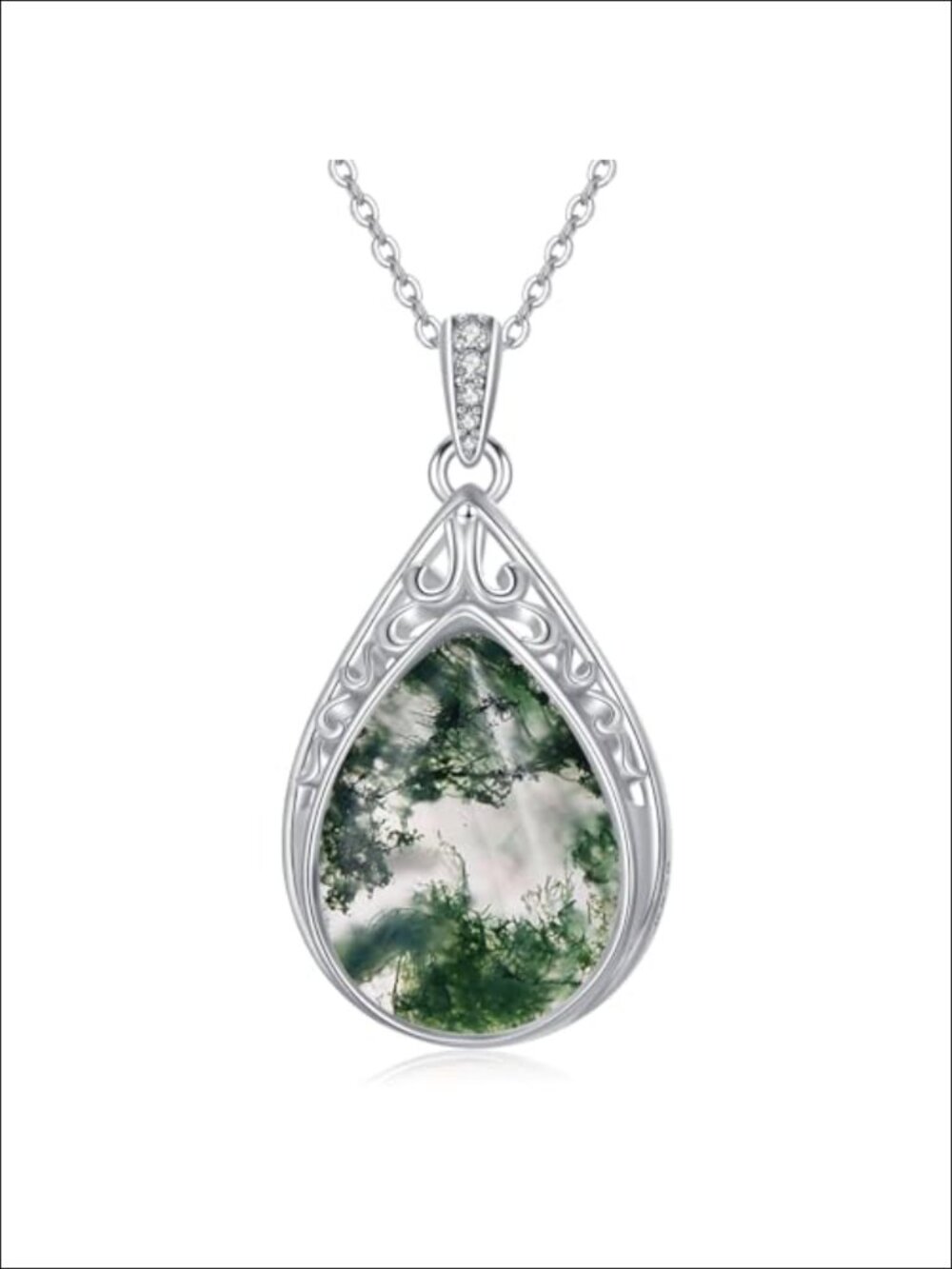 Teardrop Necklace 925 Sterling Silver Filigree Gemstone Pendant Fine Jewelry